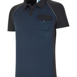POLO "TÉCNICA" azul marino/negro poliéster 135 gr. 1288PTMCAMNE