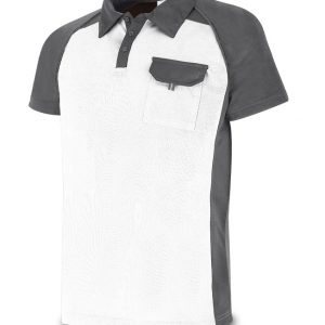 POLO "TÉCNICA" blanco/gris poliéster 135 gr. 1288PTMCBG
