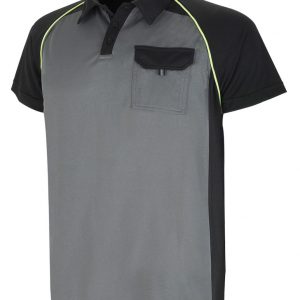 POLO "TÉCNICA" gris/negro poliéster 135 gr. 1288PTMCGNE